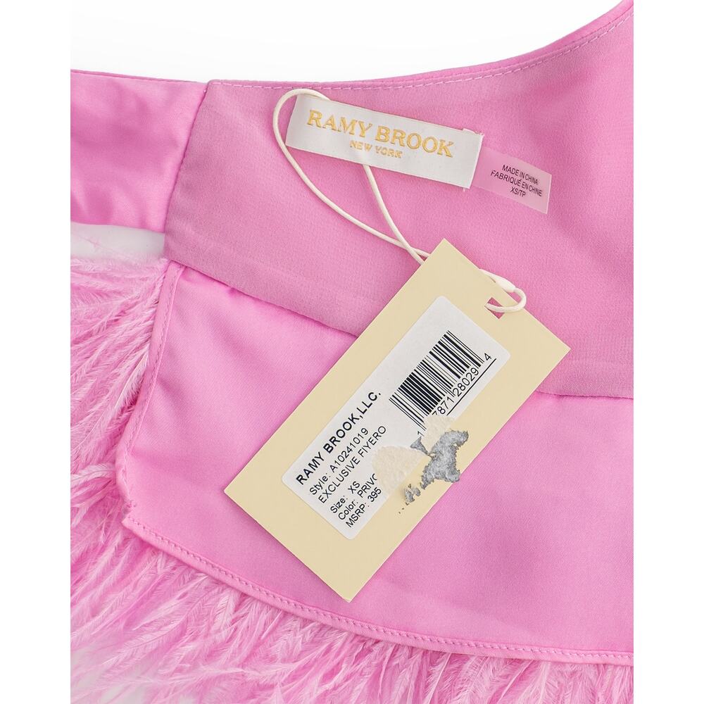 NWT Ramy Brook Feather Trim Halter Top Pink Size XS - Picture 12 of 13